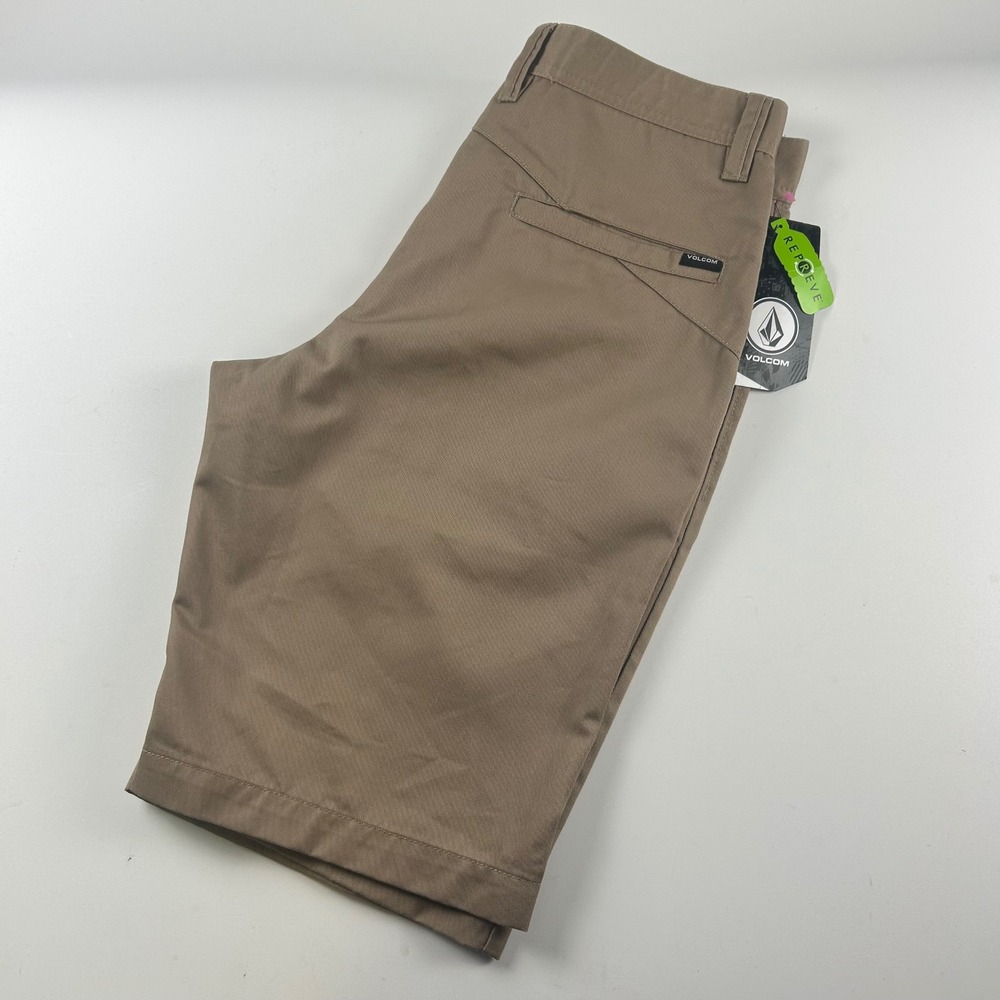 Volcom Men's 29 Frickin Modern Fit Chino Shorts Khaki Tan Uniform Preppy NEW